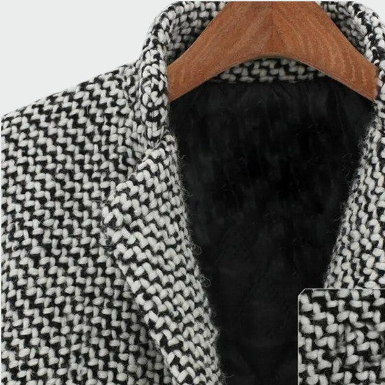 Manteau Long à Motif Pied-de-Poule pour Femme - Emilia Lane