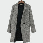 Manteau Long à Motif Pied-de-Poule pour Femme - Emilia Lane