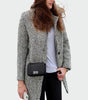 Manteau Long à Motif Pied-de-Poule pour Femme - Emilia Lane