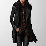 Manteau Motard Perfecto à Col Fourrure en Simili Cuir pour Femme - Emilia Lane