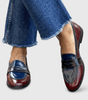 Mocassin Bicolore Penny Loafer en Simili Cuir Vernis pour Femme - Emilia Lane