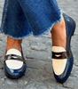 Mocassin Bicolore Penny Loafer en Simili Cuir Vernis pour Femme - Emilia Lane