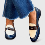 Mocassin Bicolore Penny Loafer en Simili Cuir Vernis pour Femme - Emilia Lane