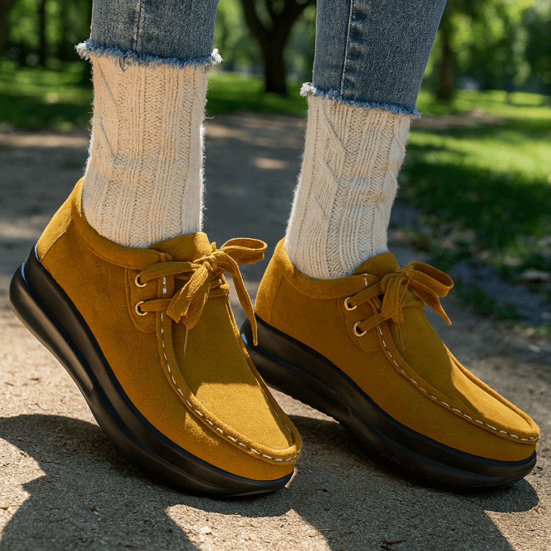 Mocassin Confort à Lacets et Semelle Plateforme en Suédine pour Femme - Emilia Lane