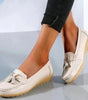 Mocassin Confort en Cuir à Pompon et Boucle Dorée pour Femme - Emilia Lane