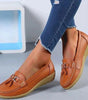 Mocassin Confort en Cuir à Pompon et Boucle Dorée pour Femme - Emilia Lane