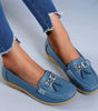 Mocassin Confort en Cuir à Pompon et Boucle Dorée pour Femme - Emilia Lane
