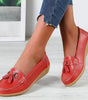 Mocassin Confort en Cuir à Pompon et Boucle Dorée pour Femme - Emilia Lane