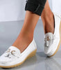 Mocassin Confort en Cuir à Pompon et Boucle Dorée pour Femme - Emilia Lane