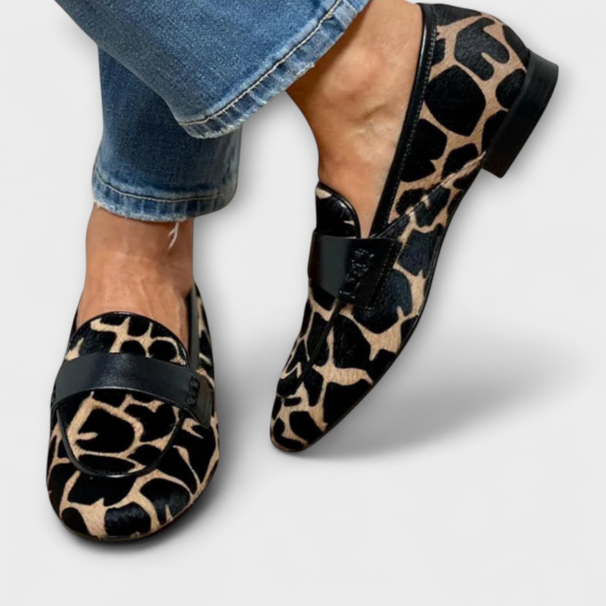 Mocassin Confort en Daim à Imprimé Léopard pour Femme - Emilia Lane
