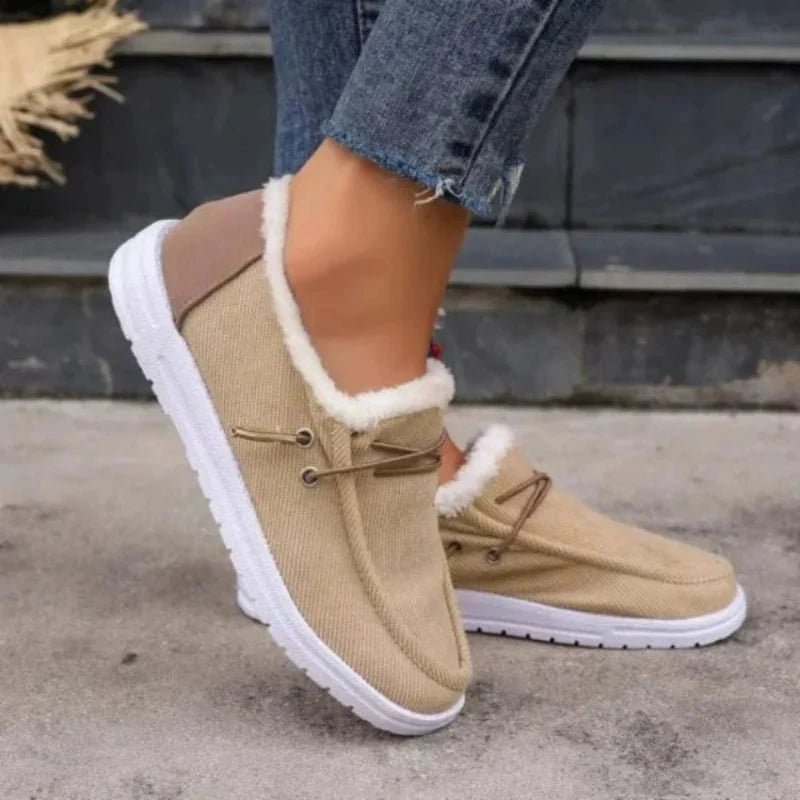 Mocassin Confort Fourré en Toile pour Femme - Emilia Lane