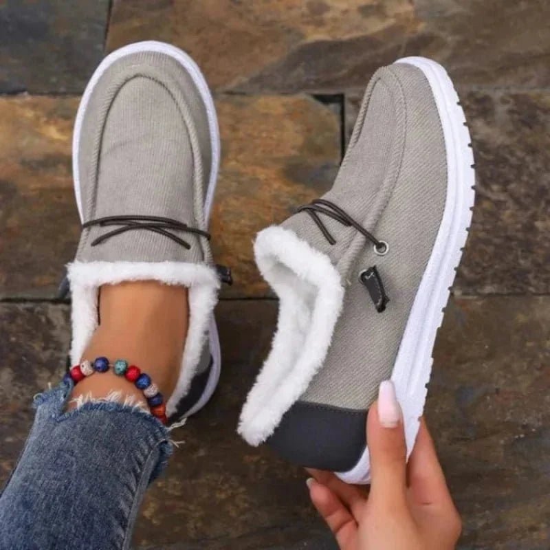 Mocassin Confort Fourré en Toile pour Femme - Emilia Lane