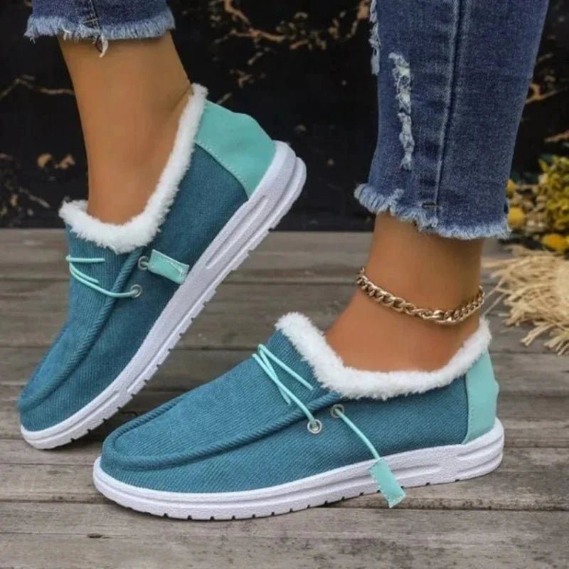 Mocassin Confort Fourré en Toile pour Femme - Emilia Lane