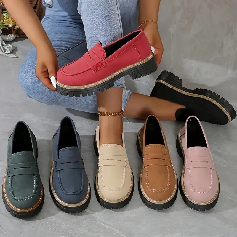 Mocassin Penny Loafer en Similicuir à Semelle Plateforme pour Femme - Emilia Lane