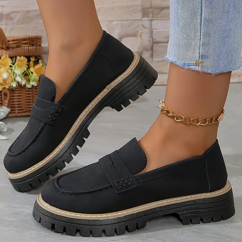 Mocassin Penny Loafer en Similicuir à Semelle Plateforme pour Femme - Emilia Lane