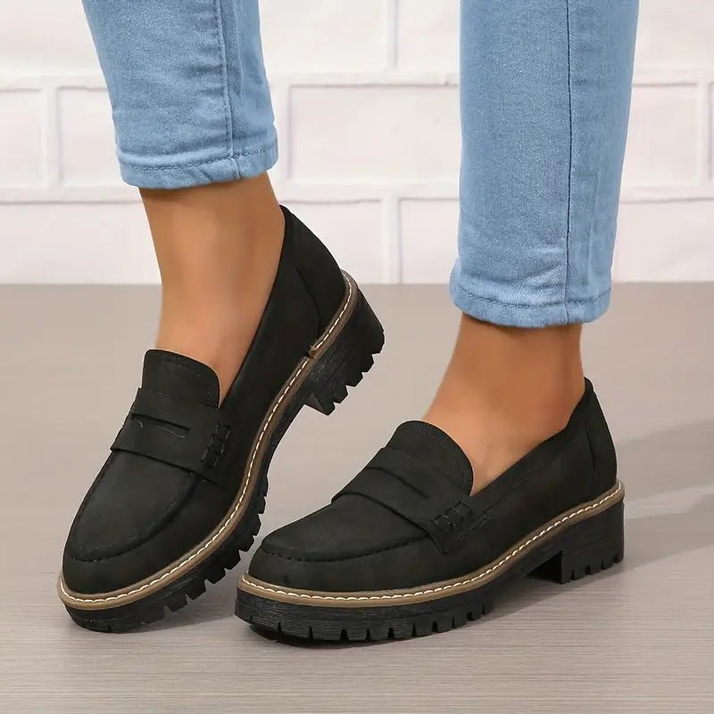 Mocassin Penny Loafer en Similicuir à Semelle Plateforme pour Femme - Emilia Lane