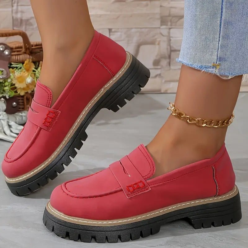 Mocassin Penny Loafer en Similicuir à Semelle Plateforme pour Femme - Emilia Lane