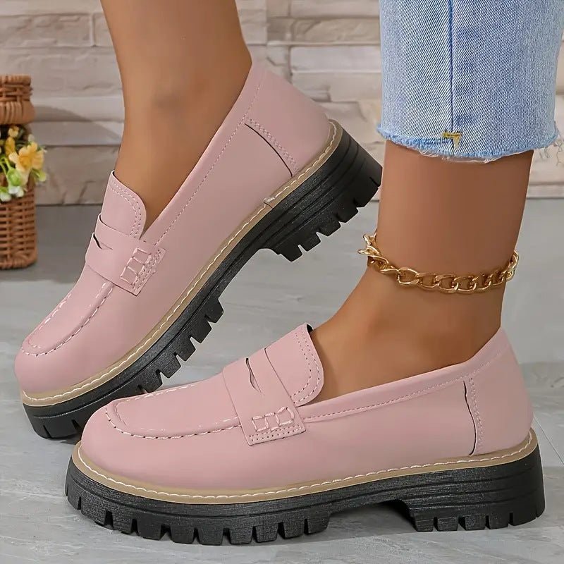Mocassin Penny Loafer en Similicuir à Semelle Plateforme pour Femme - Emilia Lane