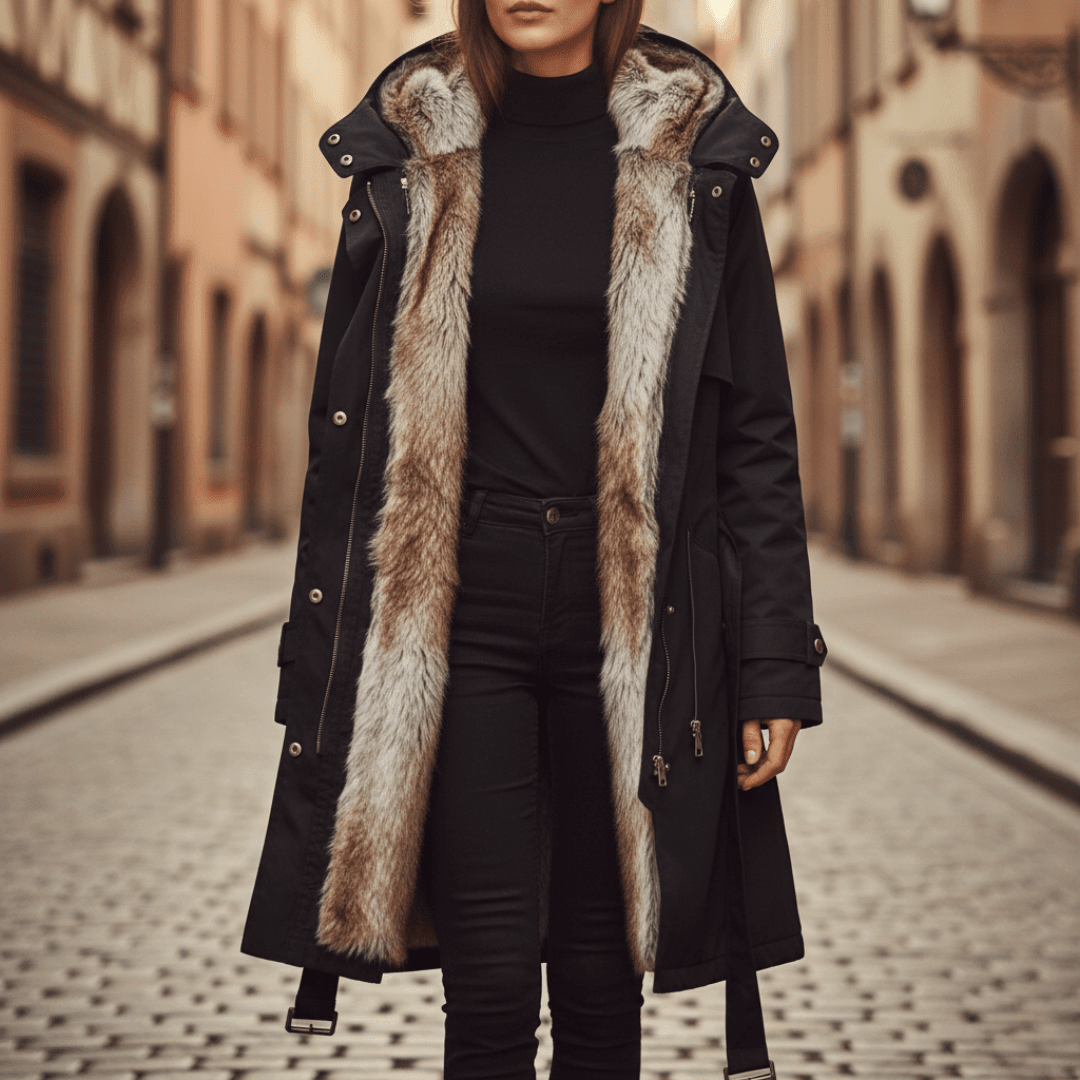 Parka Longue à Capuche et Fausse Fourrure pour Femme - Emilia Lane