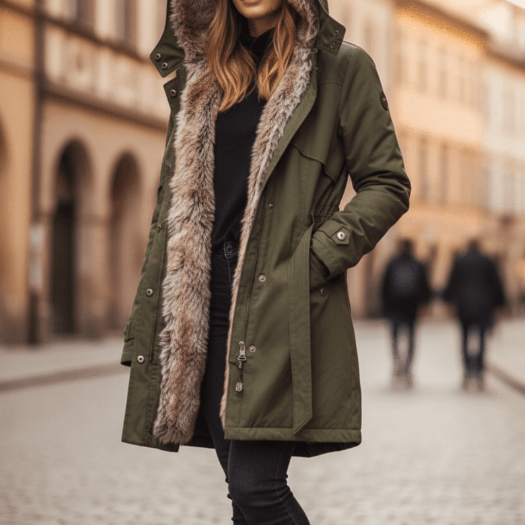 Parka Longue à Capuche et Fausse Fourrure pour Femme - Emilia Lane