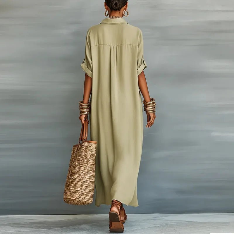 Robe Chemise Longue en Coton-Lin pour Femme | Idéale pour l'Été