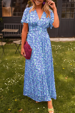 Robe Longue à Imprimé Fleuri et Taille Marquée pour Femme | Idéale pour l'Été - Emilia Lane