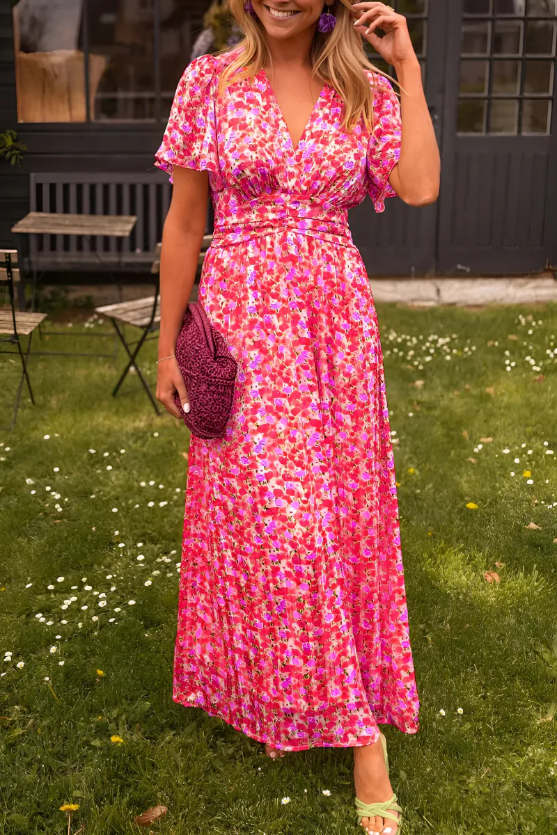 Robe Longue à Imprimé Fleuri et Taille Marquée pour Femme | Idéale pour l'Été - Emilia Lane