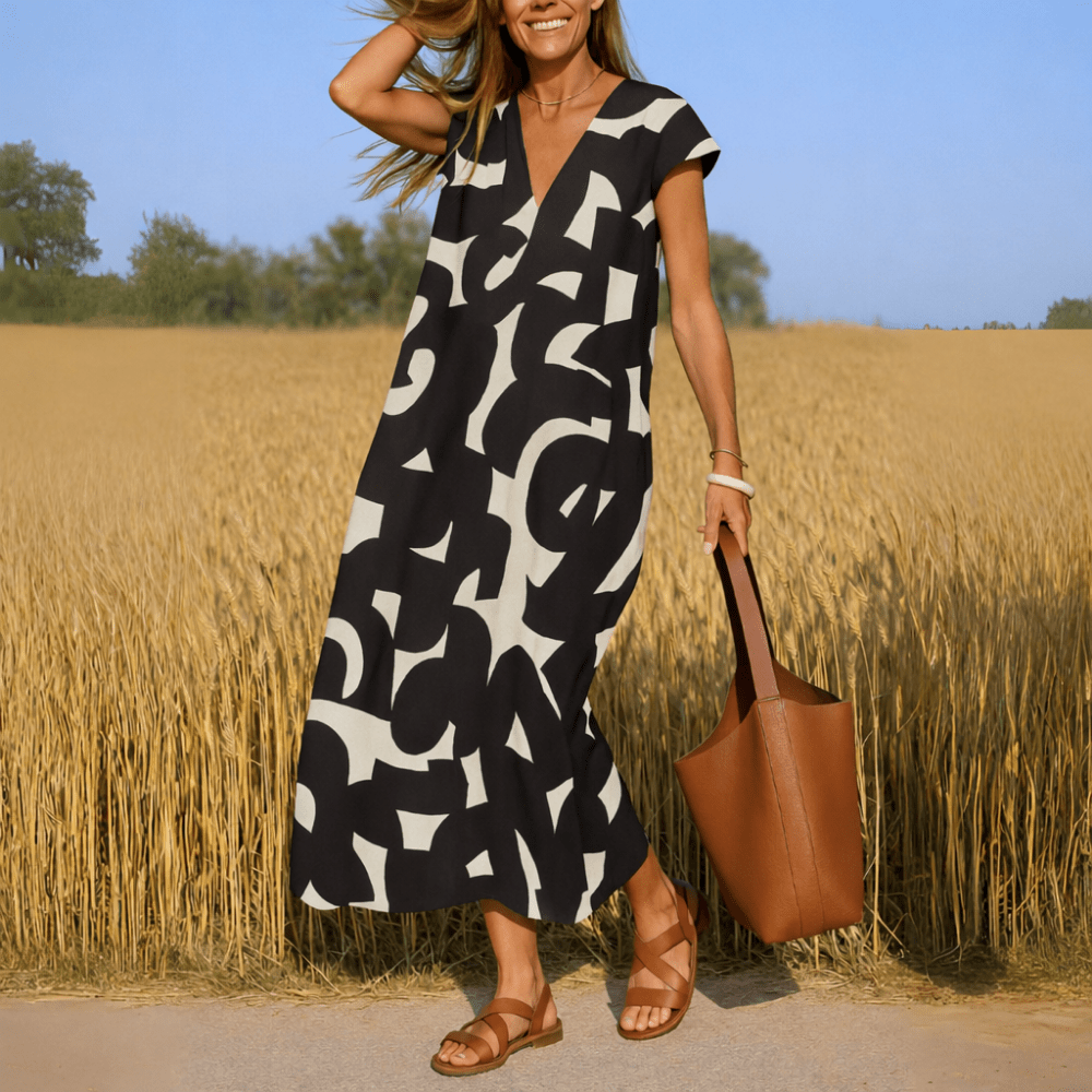 Robe Longue à Imprimé Géométrique pour Femme | Idéale pour l'Été - Emilia Lane