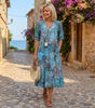 Robe Longue à Manches Courtes et Encolure en V pour Femme | Idéale pour l'Été - Emilia Lane