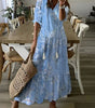 Robe longue à motifs à col V pour femmes - Emilia Lane