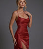 Robe Longue Ajustée avec Fronces et Fente pour Femme | Idéale pour les Sorties - Emilia Lane