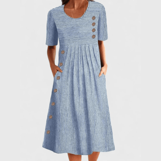 Robe longue boutonnée avec poches pour femmes - Emilia Lane