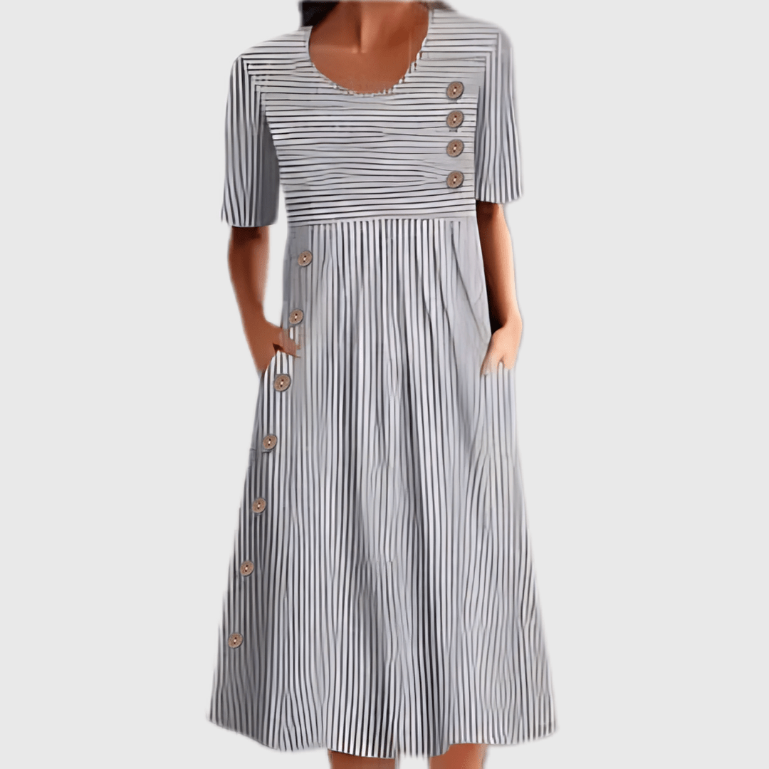 Robe longue boutonnée avec poches pour femmes