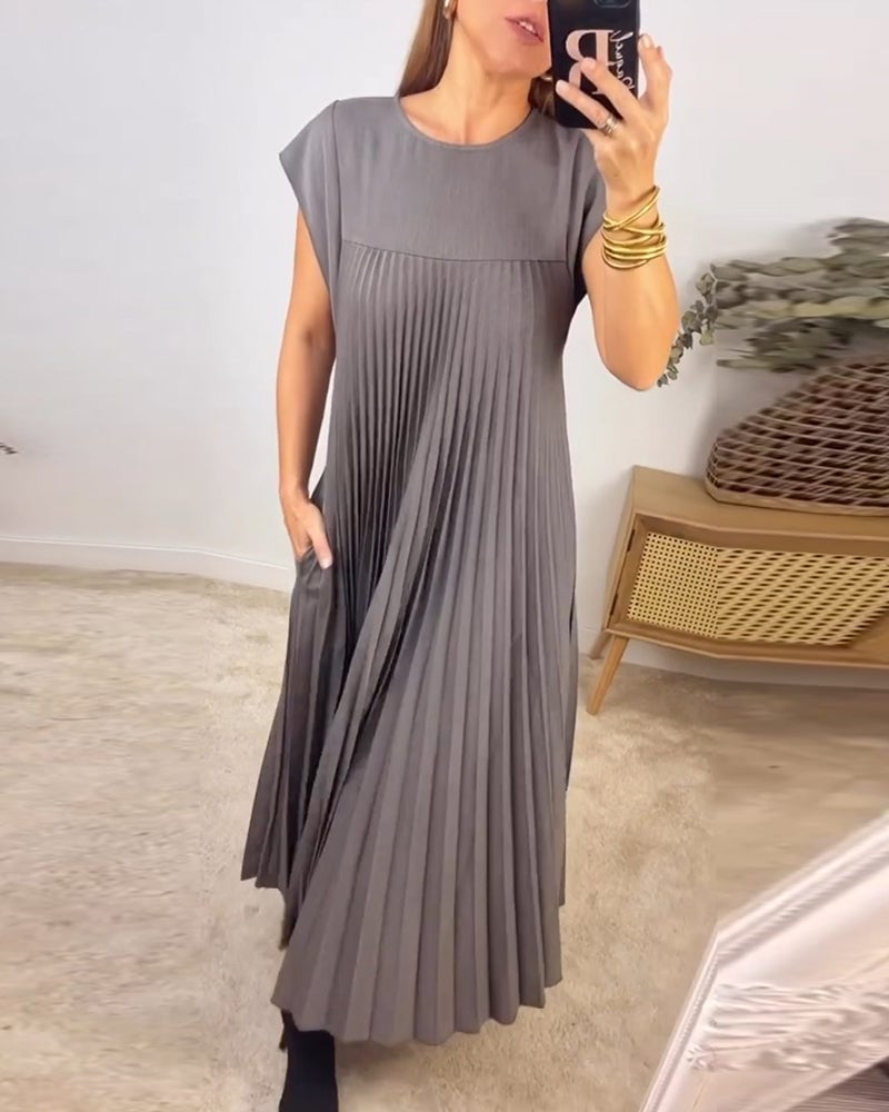 Robe Longue Plissée sans Manches pour Femme | Idéale pour le Quotidien - Emilia Lane