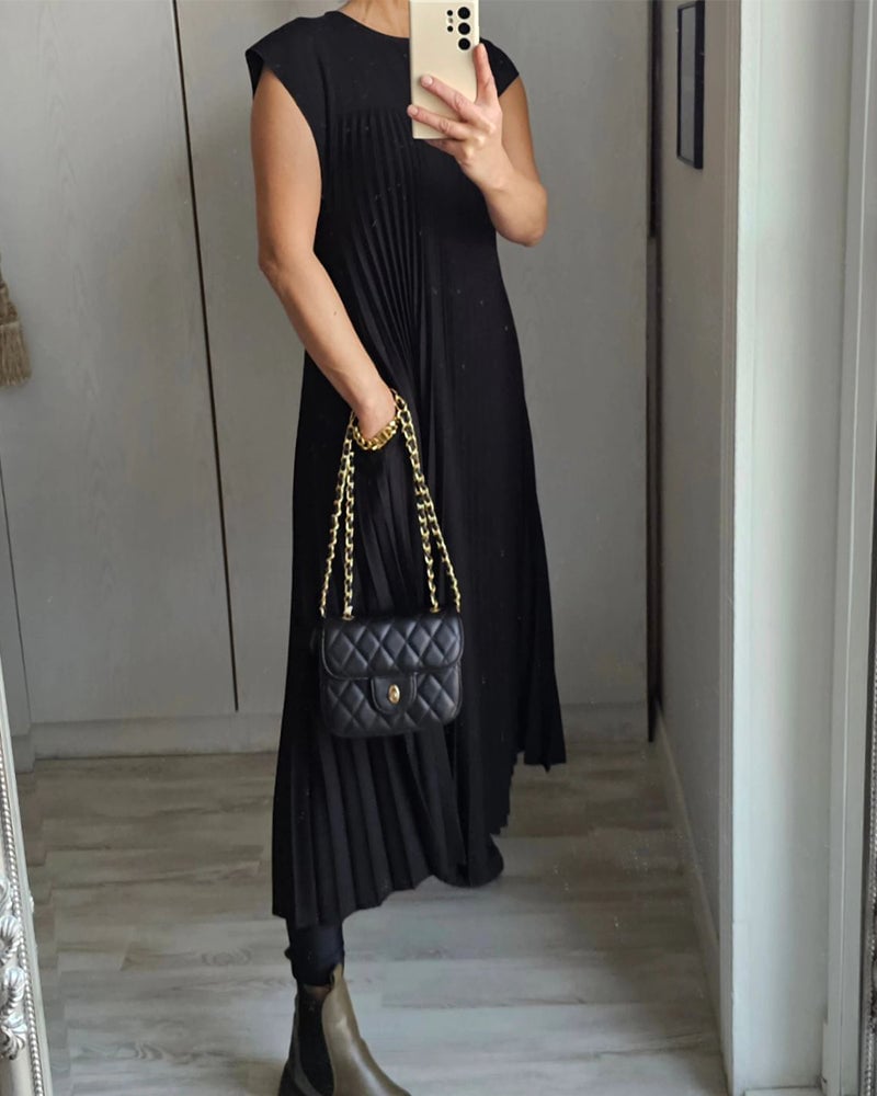 Robe Longue Plissée sans Manches pour Femme | Idéale pour le Quotidien - Emilia Lane
