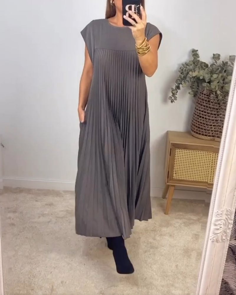 Robe Longue Plissée sans Manches pour Femme | Idéale pour le Quotidien - Emilia Lane