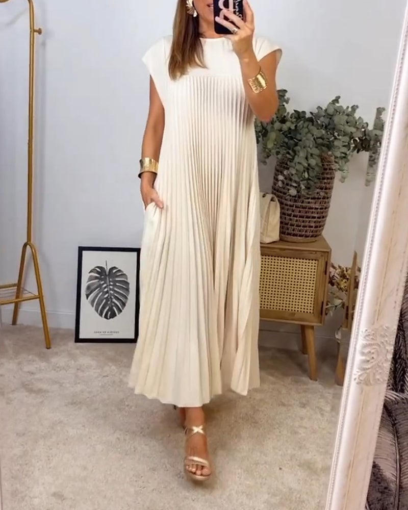 Robe Longue Plissée sans Manches pour Femme | Idéale pour le Quotidien - Emilia Lane