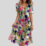 Robe Midi Imprimée Col V pour Femmes - Emilia Lane