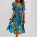 Robe Midi Imprimée Col V pour Femmes - Emilia Lane