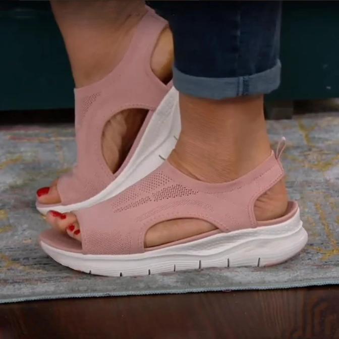 Sandales Compensées en Maille et Semelle Orthopédique pour Femme | Idéales pour l'Été - Emilia Lane