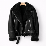 Veste Aviateur en Daim Coupe Ample avec Ceinture pour Femme - Emilia Lane