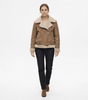 Veste Aviateur en Daim Coupe Ample avec Ceinture pour Femme - Emilia Lane