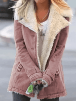 Veste Droite Style Militaire à Large Col en Fausse Fourrure Femme - Emilia Lane