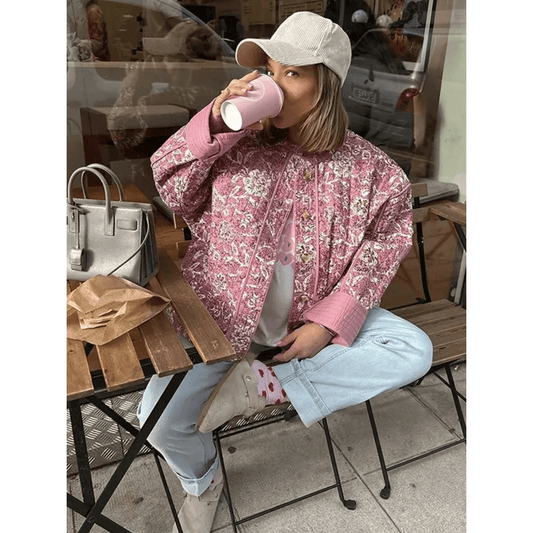 Veste Matelassée Oversize Fleurie pour Femme - Emilia Lane