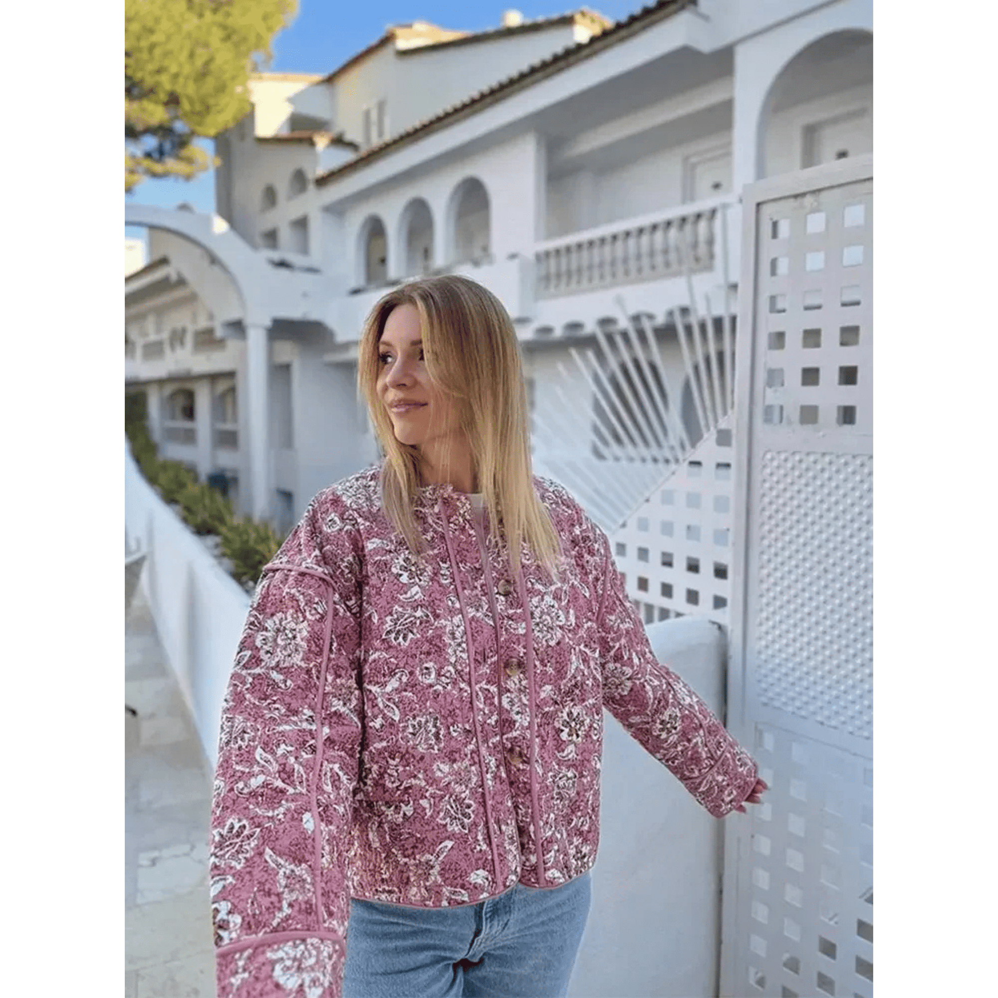 Veste Matelassée Oversize Fleurie pour Femme - Emilia Lane