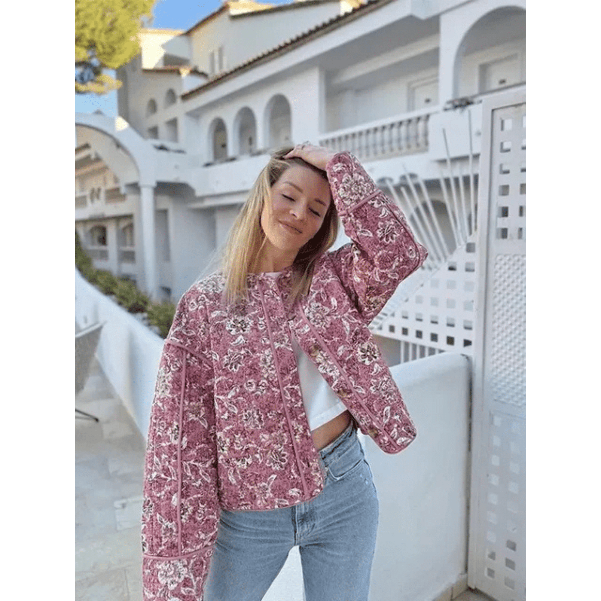 Veste Matelassée Oversize Fleurie pour Femme - Emilia Lane