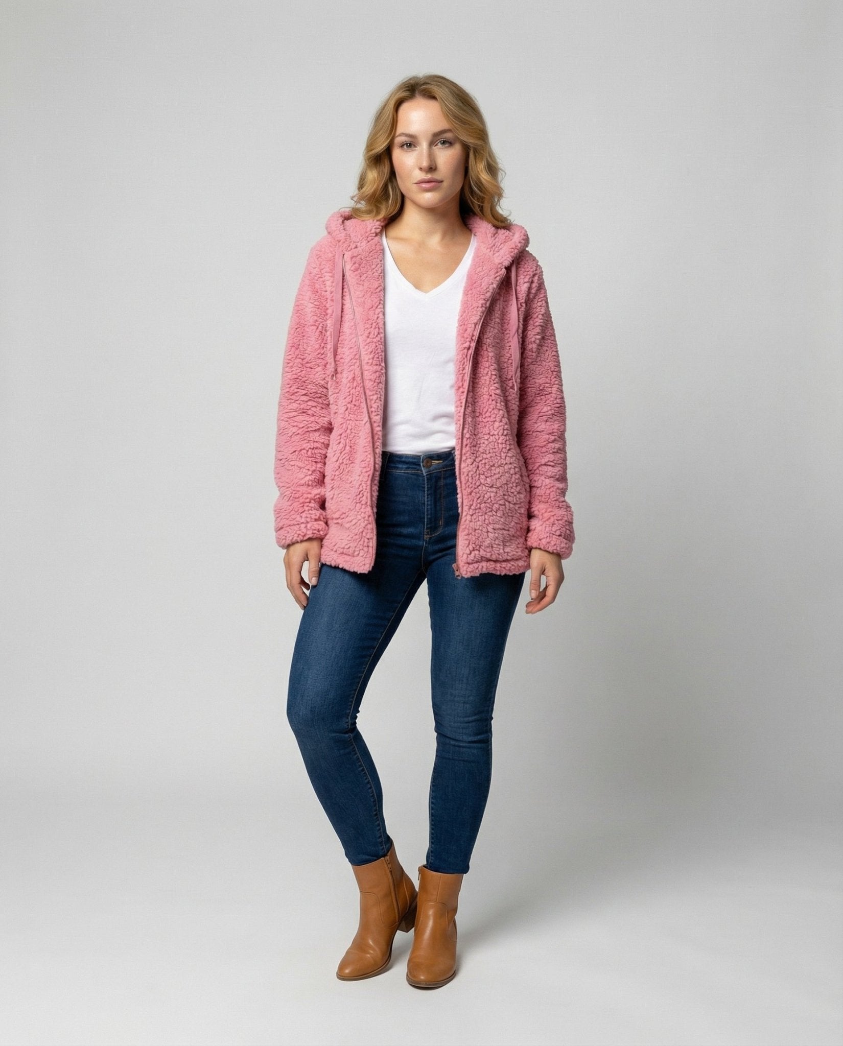 Veste Polaire Teddy à Capuche pour Femme - Emilia Lane